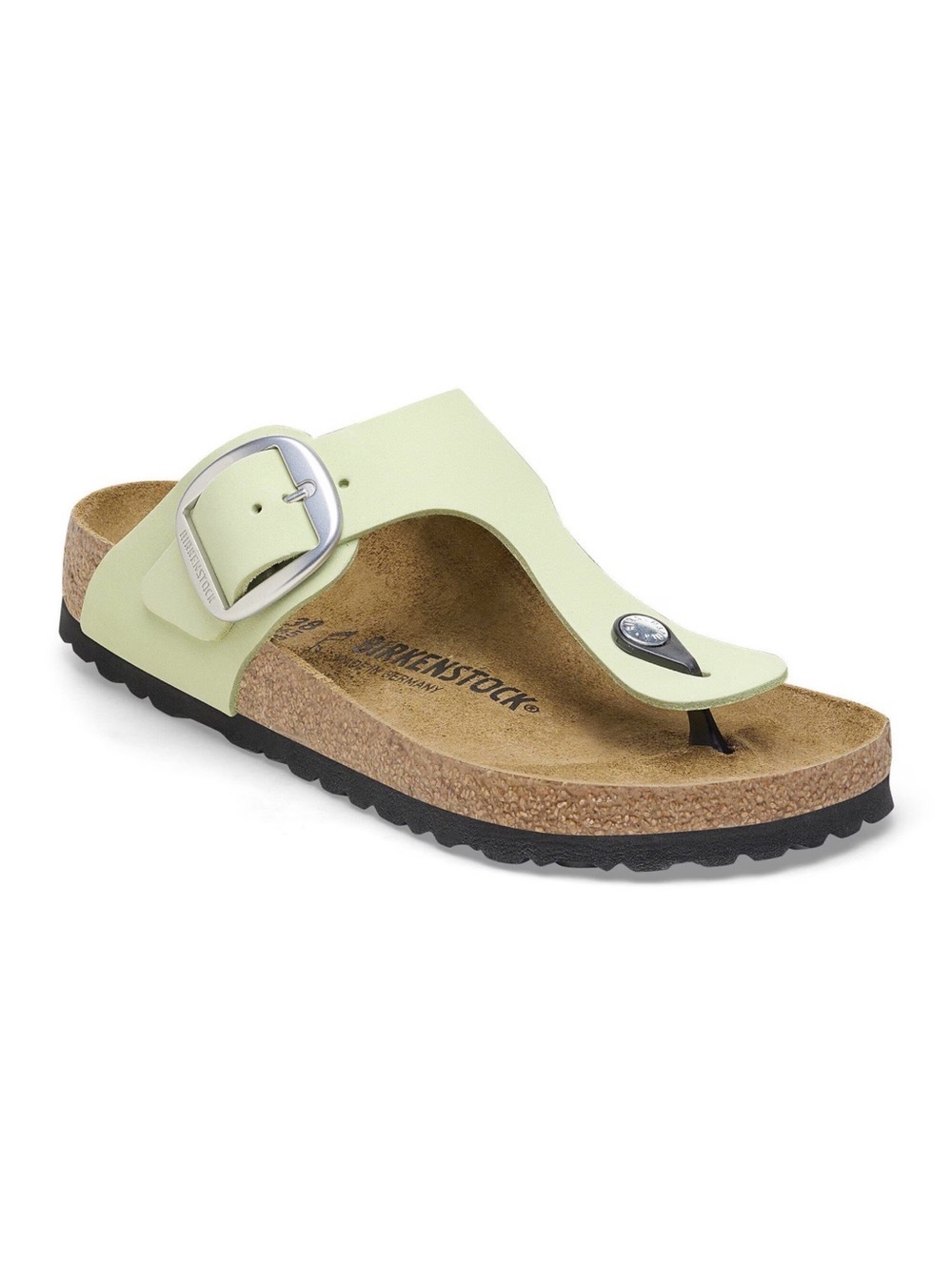 Birkenstock Gizeh Thong Sandal in Faded Lime with Silver Buckle. BRAND NEW